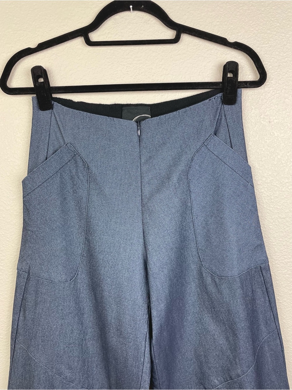 Porto San Francisco Women's 6 Chambray Barrel Leg Capri Pants Patch Pockets Zip - Picture 2 of 16